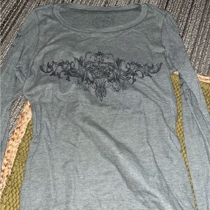 Black and Green Graphic Fitted Long Sleeve Tee